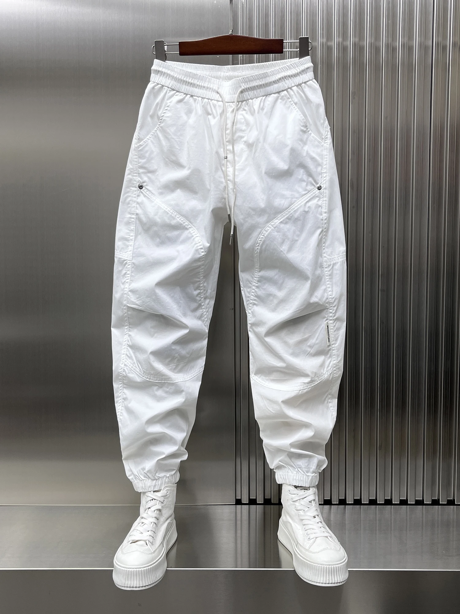 

Trendy Patchwork Casual Work Pants Men's Faion Design American High Street Haome Cuffed Pants Breathable Loose Fit Youth...