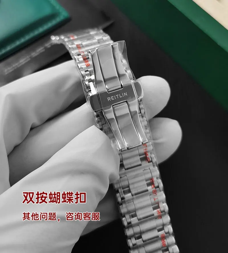 FUYIJIA Männer Custom CHRONOMAT B01 Original Uhrenarmbänder 22 MM Rouleaux Uhr Kette 316L Edelstahl Schmetterling Schnalle