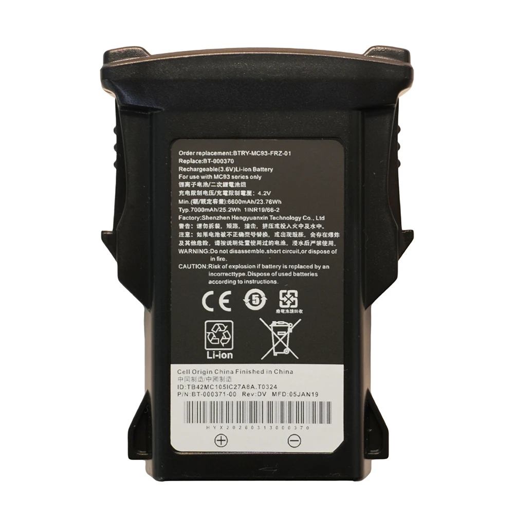 BT-000370 3.6V 23.76Wh 6600mAh Battery For ZEBRA MC93 MC9300 BTRY-MC93-FZ-10 BTRY-MC93-STN-01