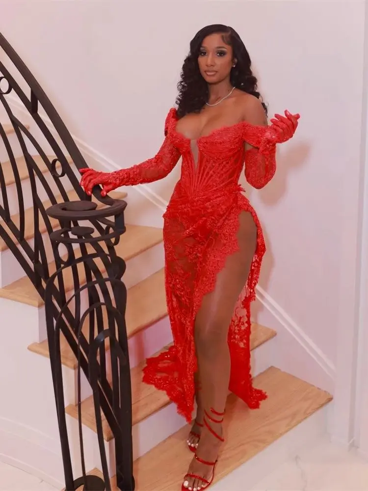 Sexy Red Long Prom Dresses 2026 With Two Gloves Slit Lace Birthday Party Off Shoulder Corset Gowns Robe Lace-Up Back Customized - AliExpress 320 Sexy Red Long Prom Dresses 2026 With Two Gloves Slit Lace Birthday Party Off Shoulder Corset Gowns Robe Lace-Up Back Customized - AliExpress 320
