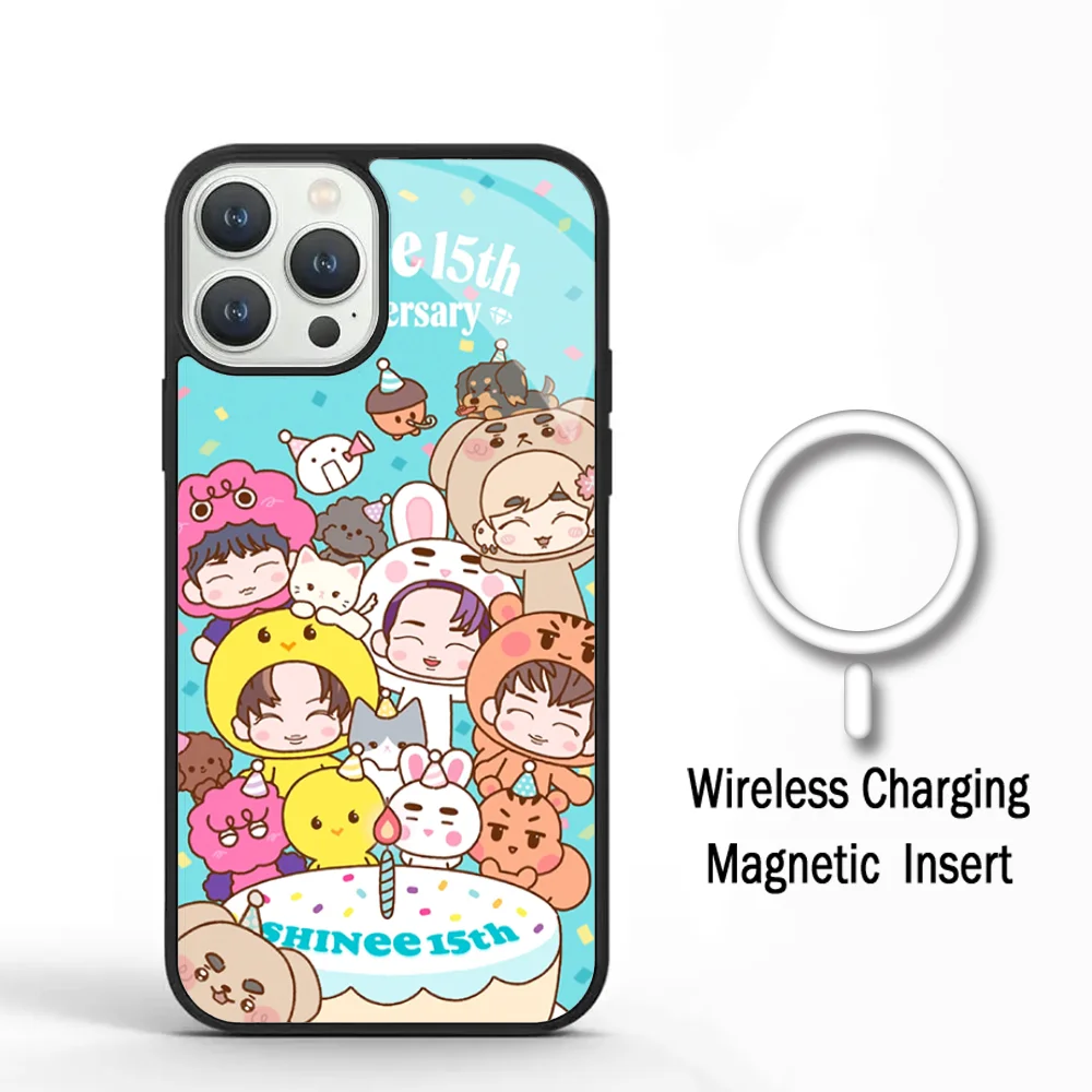 

KPOP S-SHINee Phone Case For IPhone 11 12 13 14 15 Plus Pro Max Mirror Acrylic Cover For Magsafe Wireless Charging