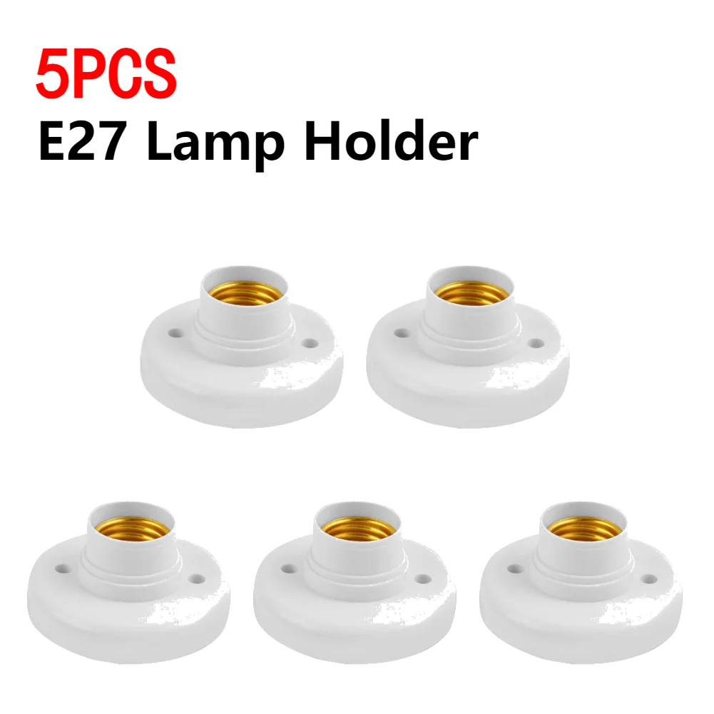 1-5PCS 220V E27 Screw Cap Socket White Ceiling Light Lamp Bulb Fixing Base Stand Light Bulb Holder Lamp Socket For Home 6a