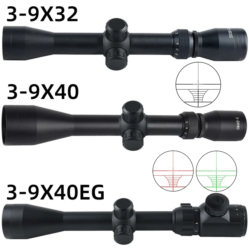 3-9x32 3-9x40 3-9x40EG Tactical Red Green Illuminated Rifle Scopes Hunting Optic Airsoft Sight HD Precision Shooting Telescope