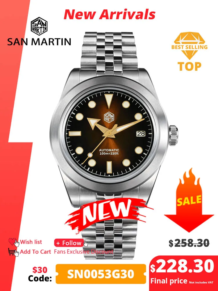 San Martin 39 мм Мужские спортивные