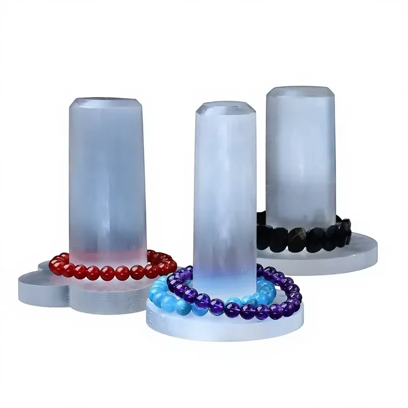 Natural transparent plaster cylindrical ornament bracelet necklace storage rack ornament polishing semi-hand grinding