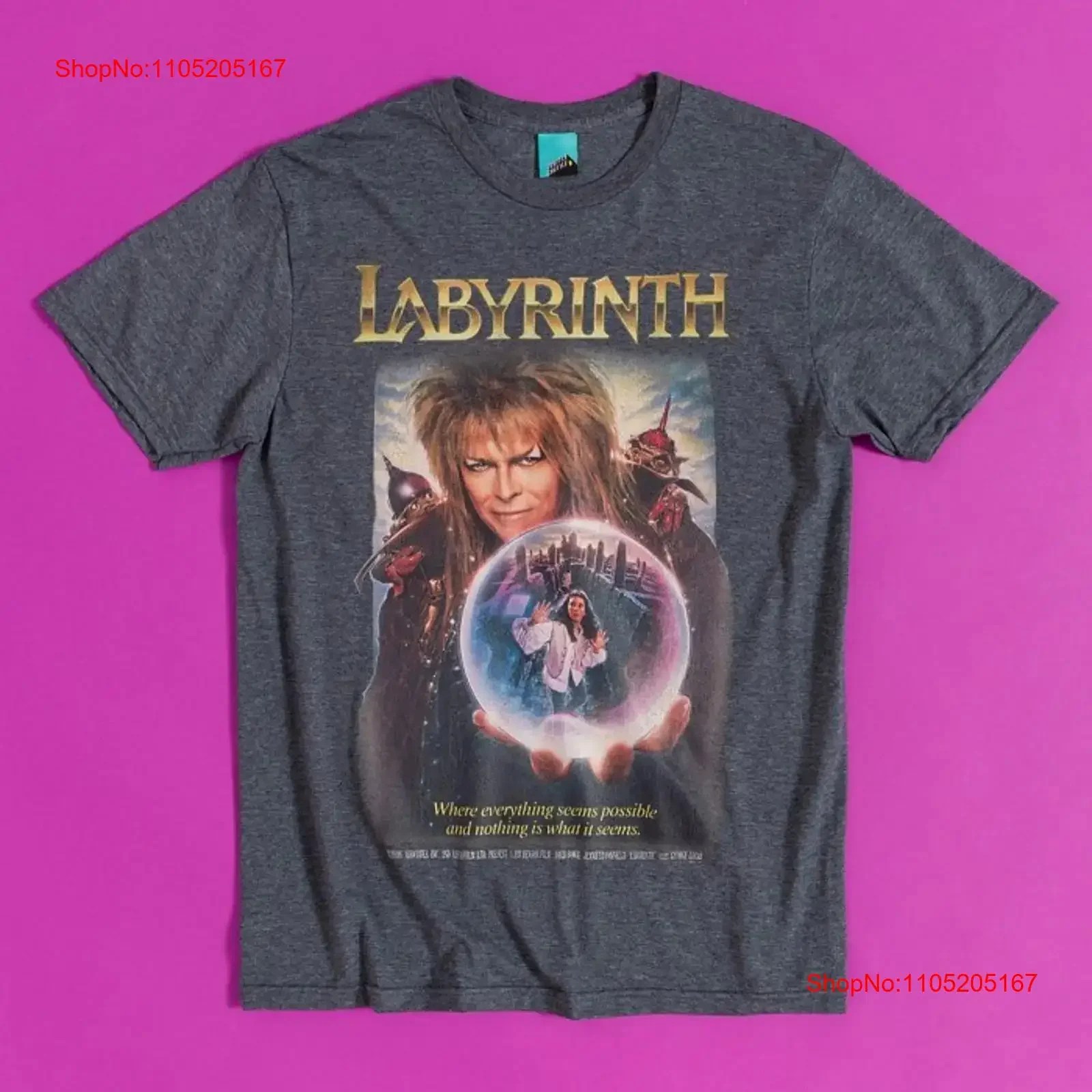 

Official Labyrinth Classic Movie Poster Dark Marl T Shirt S L XL vintage Washed graphic Versatile Top For Everyday Wear Unisex