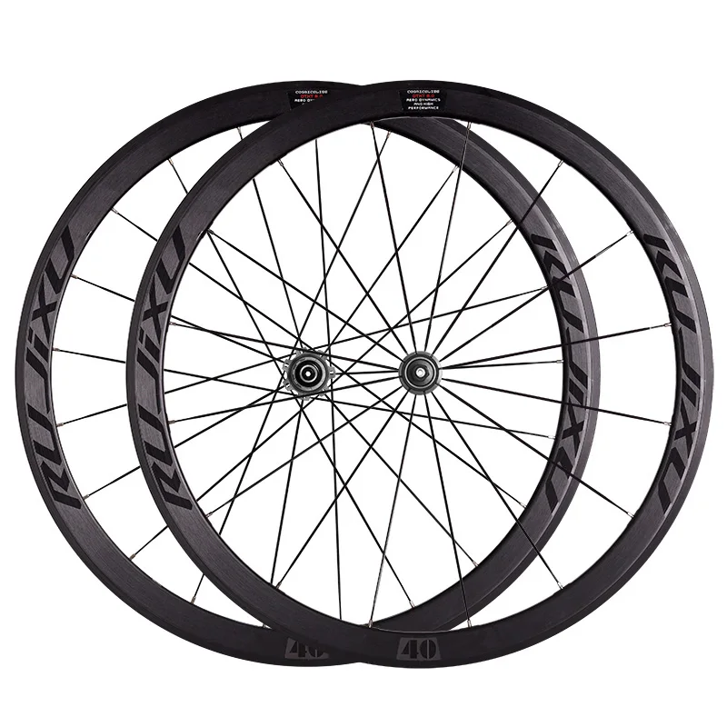 700C  RUJIXU Bike wheel set 30/40/50mm alloy rim black Carbon Fiber HUB V/C brake wheel set road wheel set