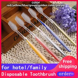 Free Shipping Disposable Toothbrush Mixed Color Independent Transparent Packing for Hotel Supplies Travel Personal Cleaning Care