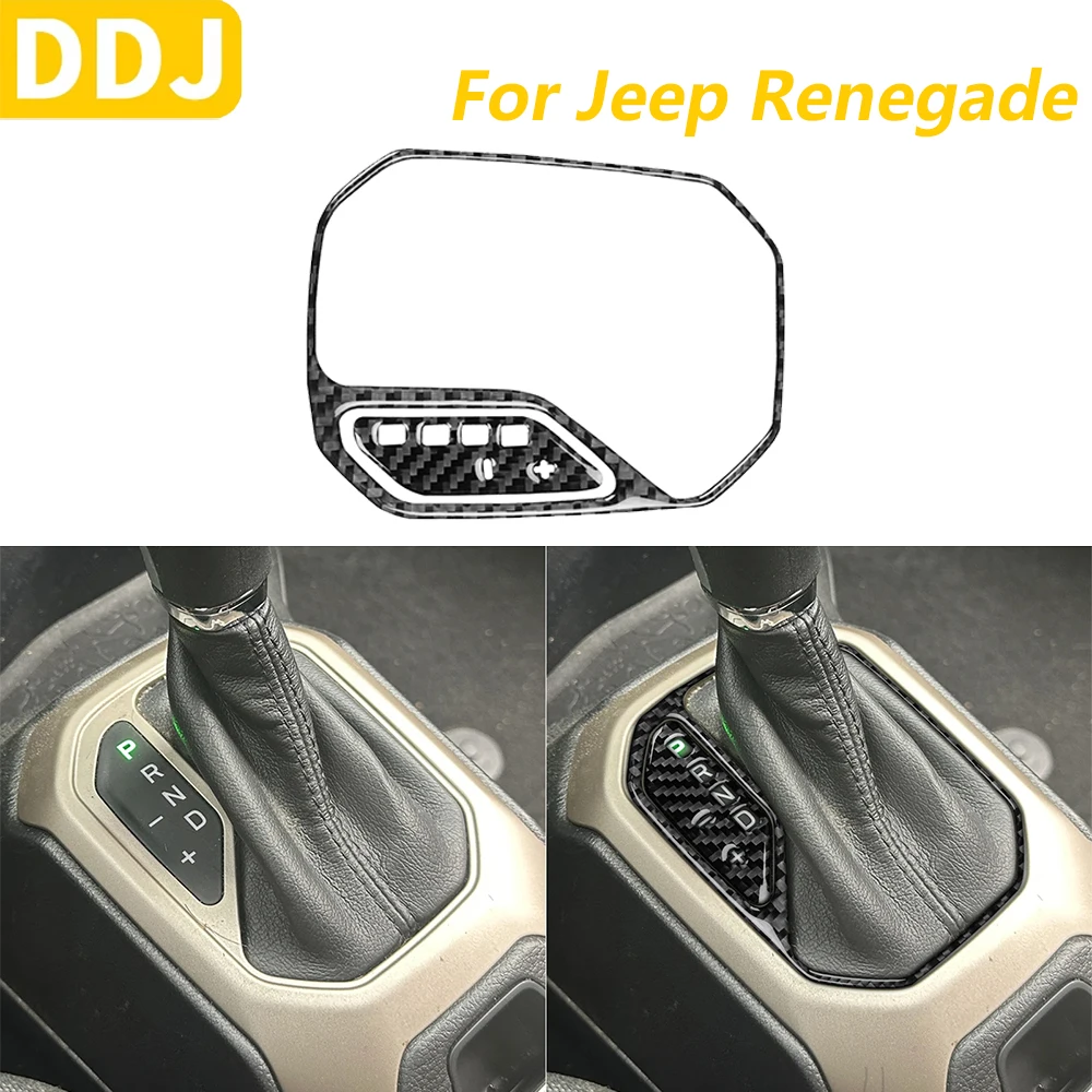 

Для Jeep Renegade 2014-2023 углеродное волокно, центральная панель управления переключением передач, накладка, автомобильные аксессуары, наклейка для украшения интерьера