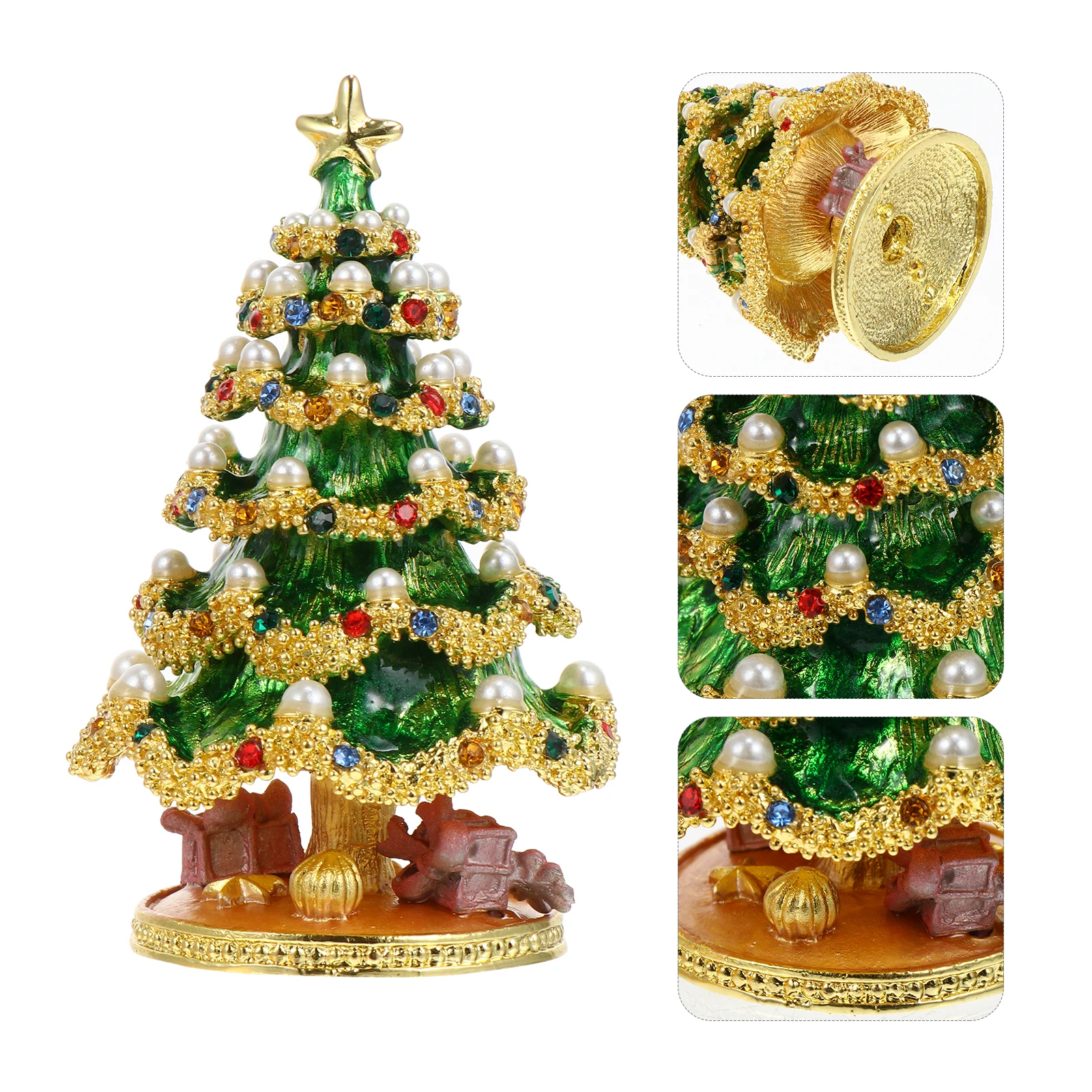 

Christmas Tree Decoration Ornaments Jewelry Holder Minature Decorations Storage Container Lovely Case Box
