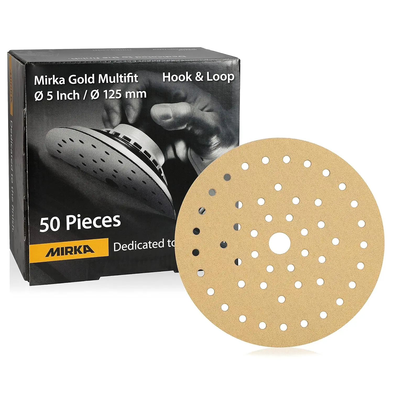 

5-Inch Sanding Discs, Grit 120 Hook & Loop, 50-Pack for Orbital Sanders on Wood, Drywall, Metal