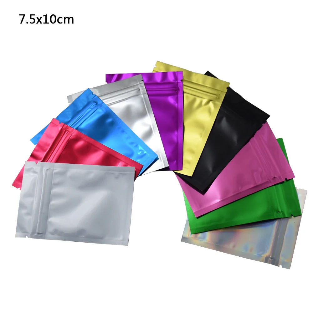 

7.5x10cm Thickened Color Aluminum Foil Ziplock Bags Food Powder Tea Package Self Sealed Pouches Sample Packing Pocket