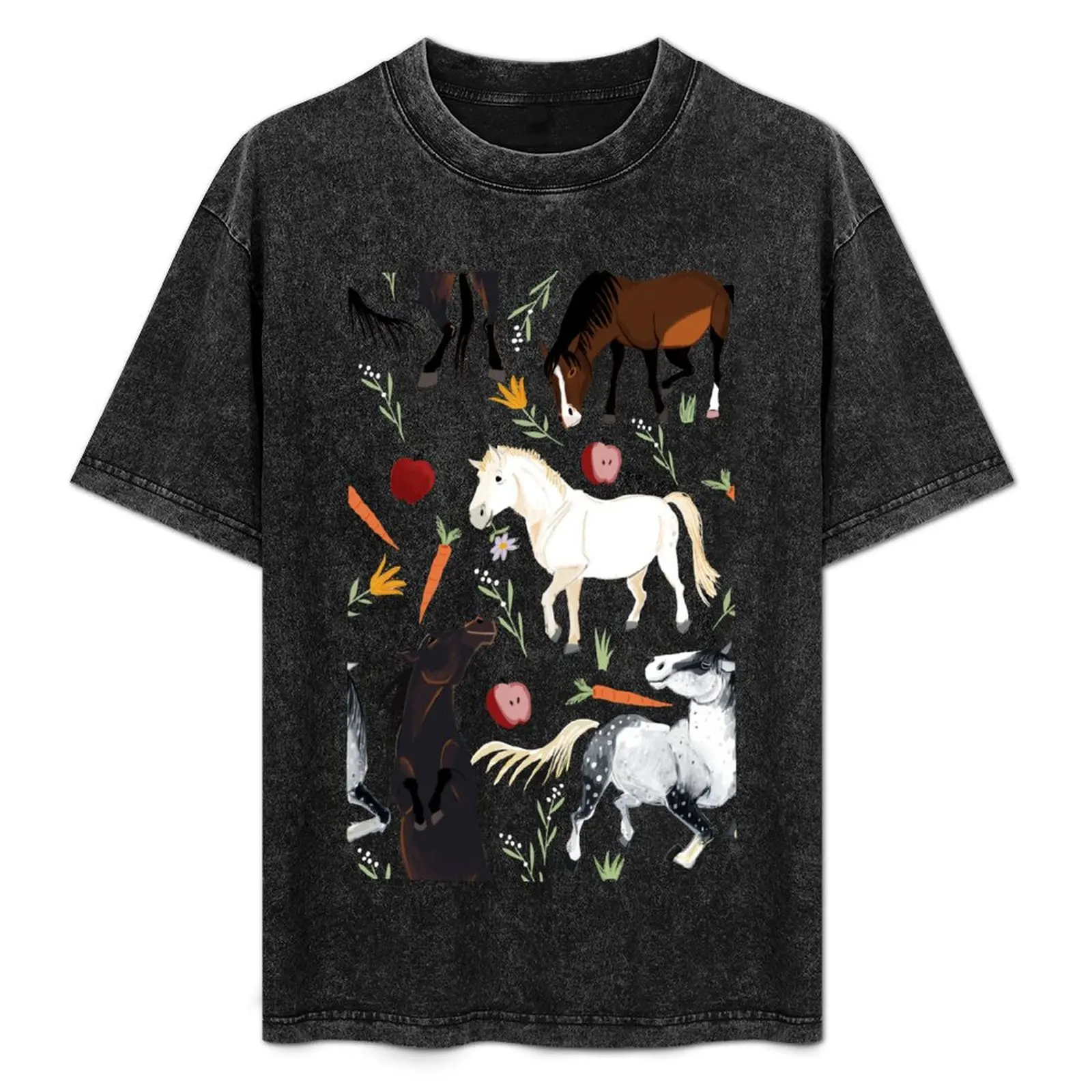 

Horses pattern in teal T-Shirt Casual Daily Graphic Tee