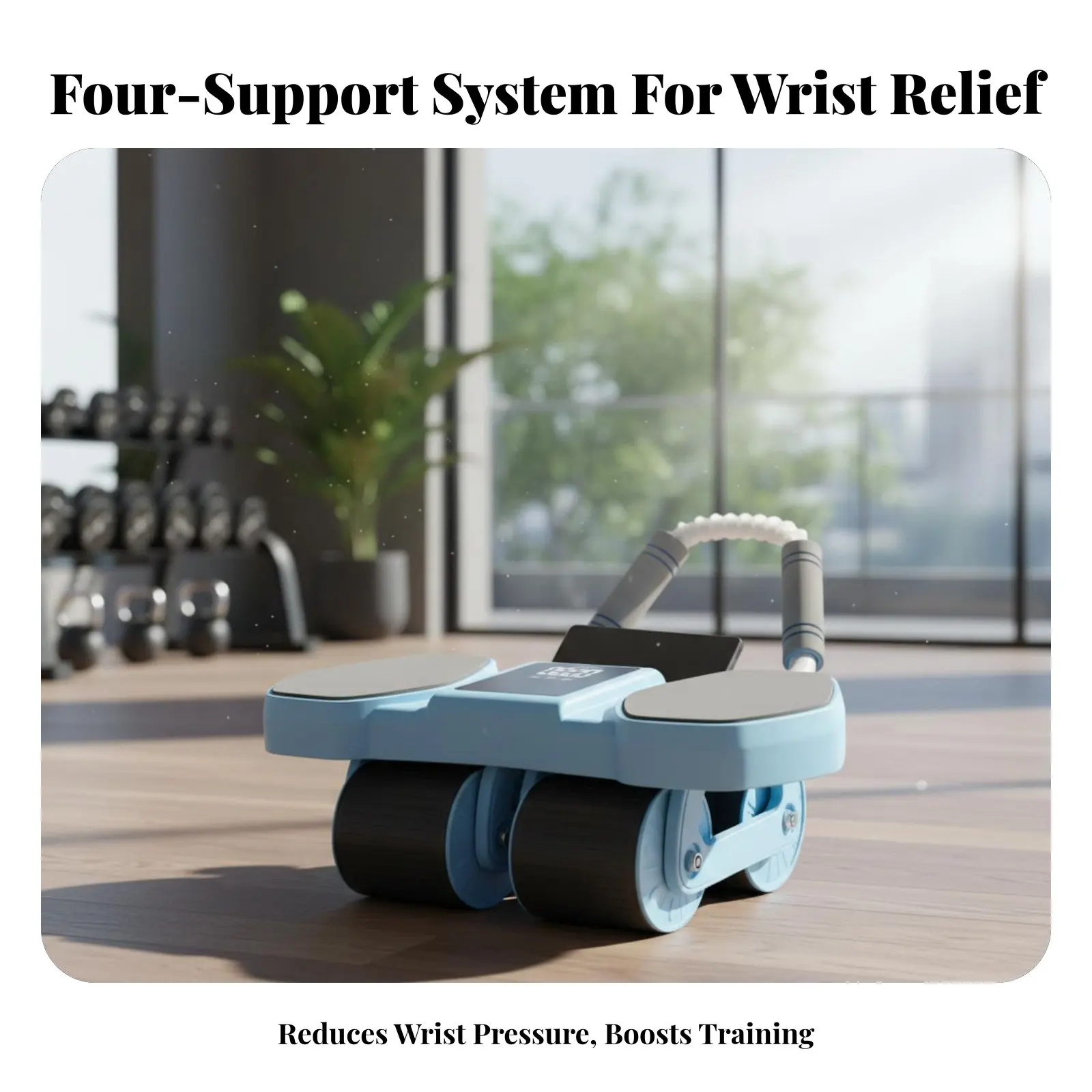 Rueda Abdominal, Retorno Automático de Cuatro Ruedas, Entrenamiento en Casa, Pantalla Inteligente para Abdominales, Material de Alta Resistencia, Antideslizante