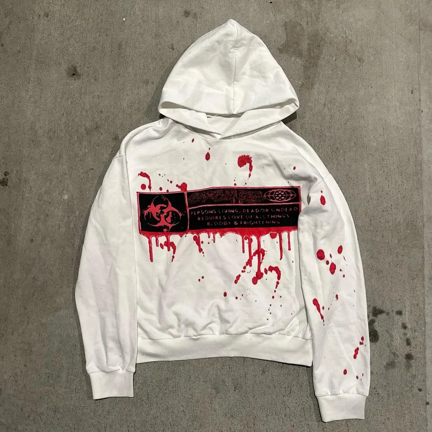 Drolandmiller Caution Hoodies Women Goth Streetwear Tops Couples