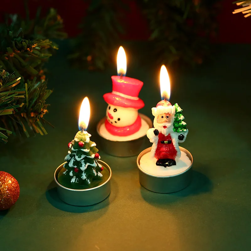 Weihnachtskerzen-Set, alter Mann, Baum, Schneemann, Heiligabend, romantisches Ornament, Candlelight-Dinner, Heimdekoration, kleine Kerzen