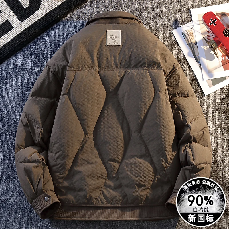 2024 Winter New Men's National Standard Down Jacket with Advanced Sense, Collar Down Coat, Down Content of 90%, Short Style