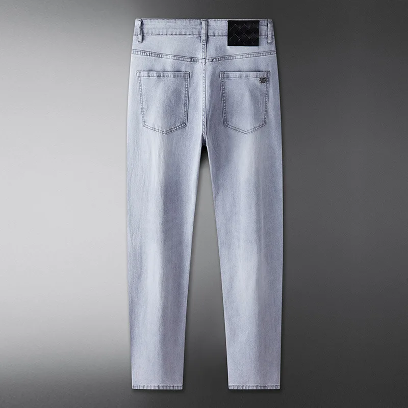 Pantalones vaqueros de lujo para hombre, jeans de alta gama, ajustados, rectos, elásticos, delgados, informales, de negocios, de verano, nueva moda, 2024