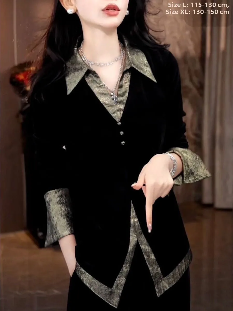 

Fashionable Loose Long Sleeve Shirt Women's Collar Stylish Korean Version Autumn New Arrival Polyester Commute Style