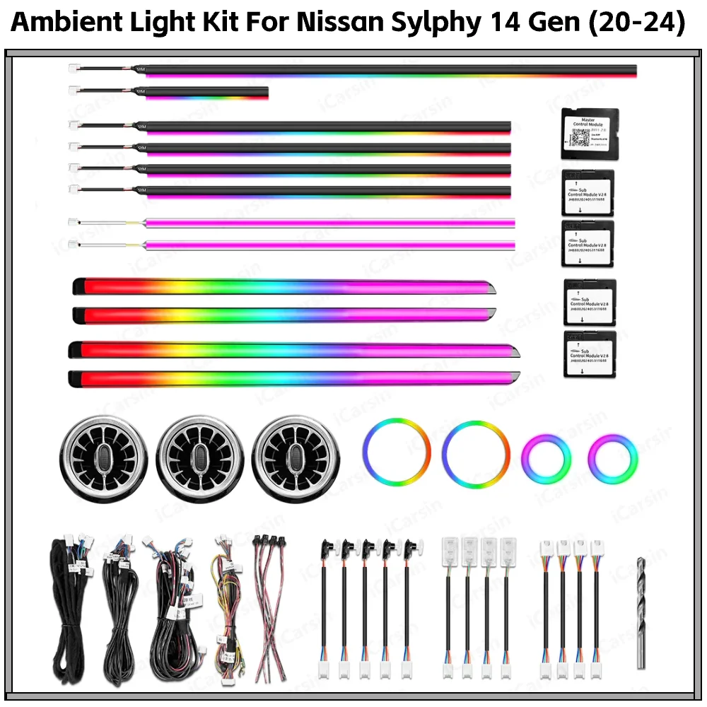 

Upgrade 256 Colors Led Car Interior Ambient Lighting for Nissan Sylphy 2020-2024 B19 Atmosphere Decoration Accessories