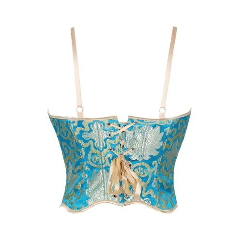 Imagen 2 del producto Correa de hombro fina azul, soporte para el pecho más suavizante, moldeador de corte de espina de pescado ajustado y adelgazante, estilo gótico