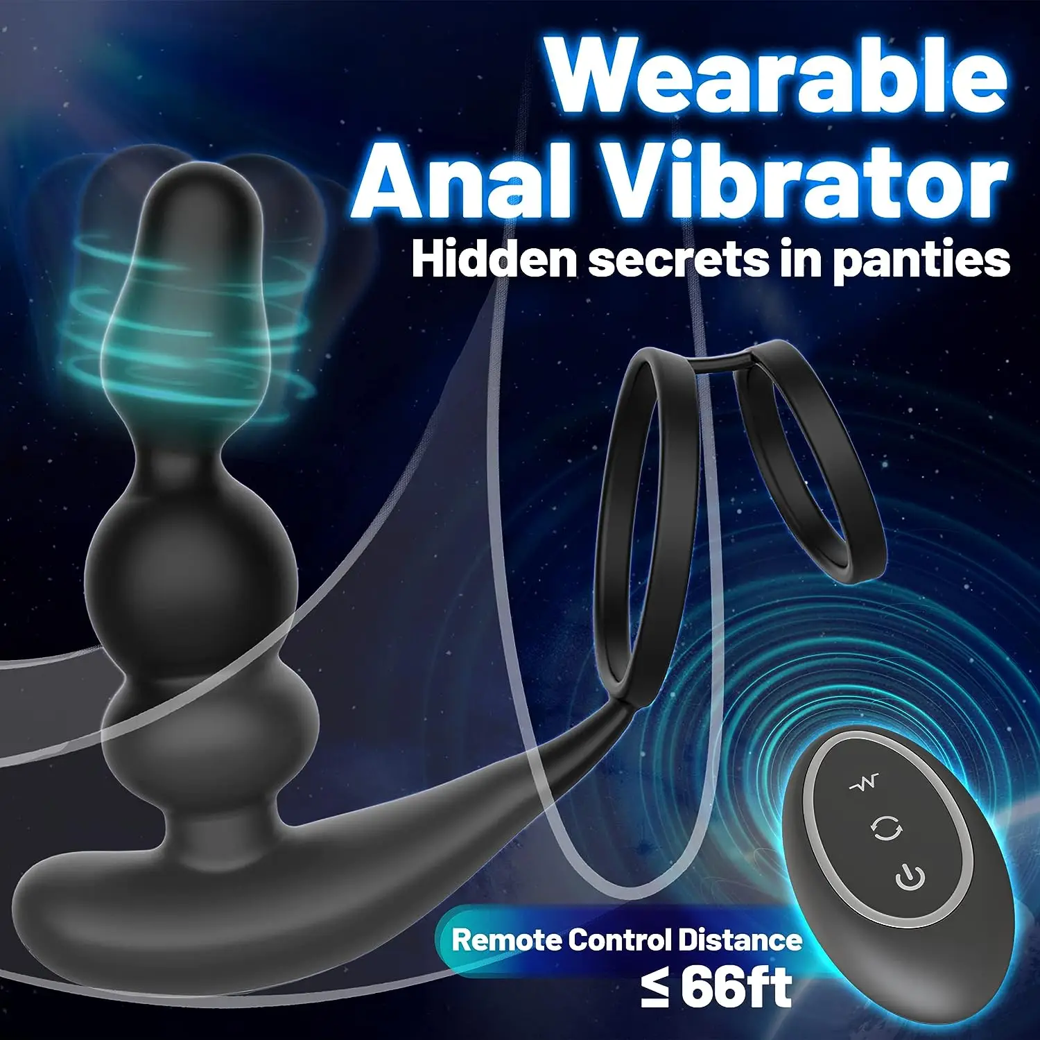 360° Rotating Prostate Massager Vibrating Dildo Anal Beads Vibrator with Penis Cock Ring Butt Plug Sex Toys for Men Gay Couple view 4