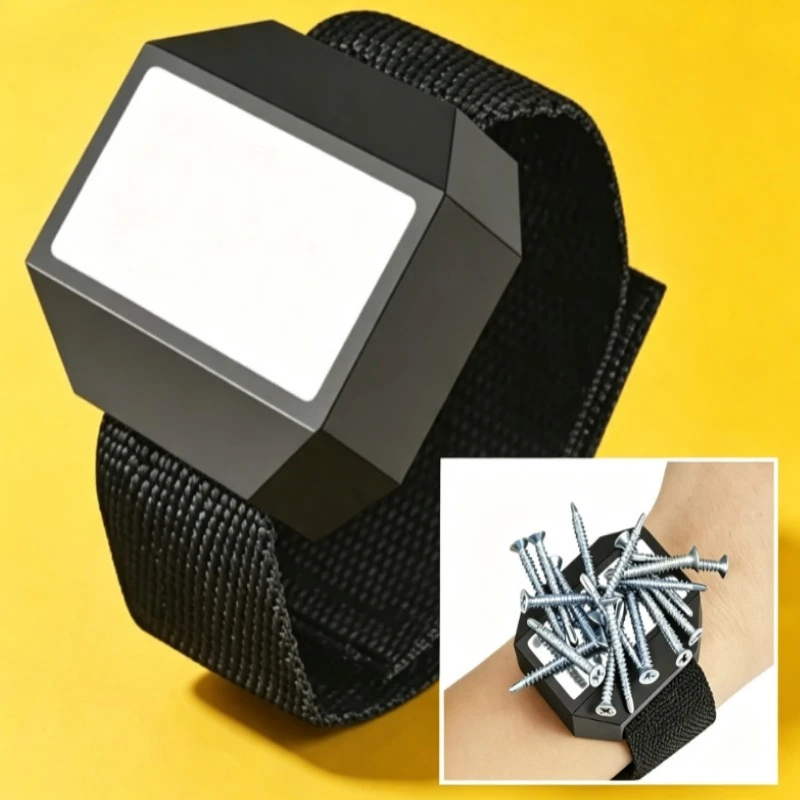 Hand Tool Holder Magnetic Wrist Band for Bolts Nuts Metal Nails Suction Bracelet Home Renovation Construction Work Belt Strap
