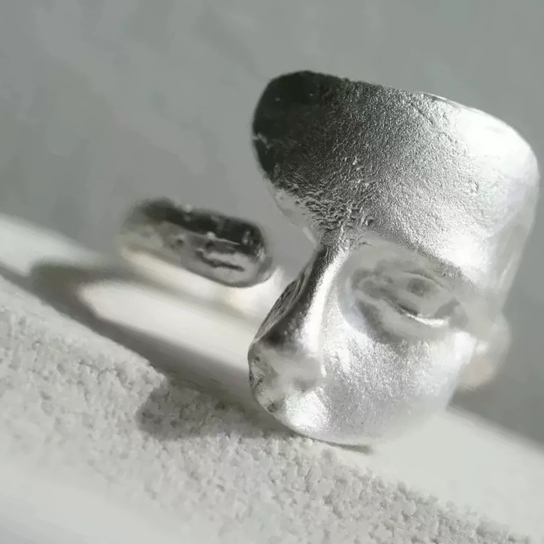 Sam Panda 925 Sterling Silver Mask Ring For Women Gift Frosting Vintage Irregular Personality Punk Jewelry Dropshipping - view 4