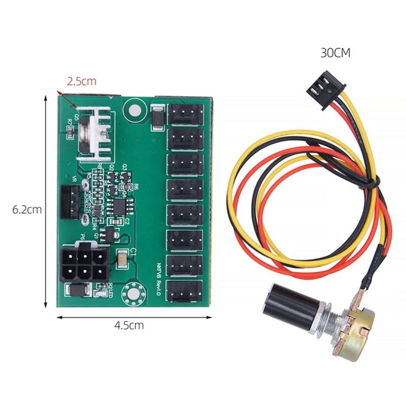 DC12V Computer Case Miner Fan Speed Controller Module 8-Channel Fan Hub PWM High-Power Violent Fan Controller
