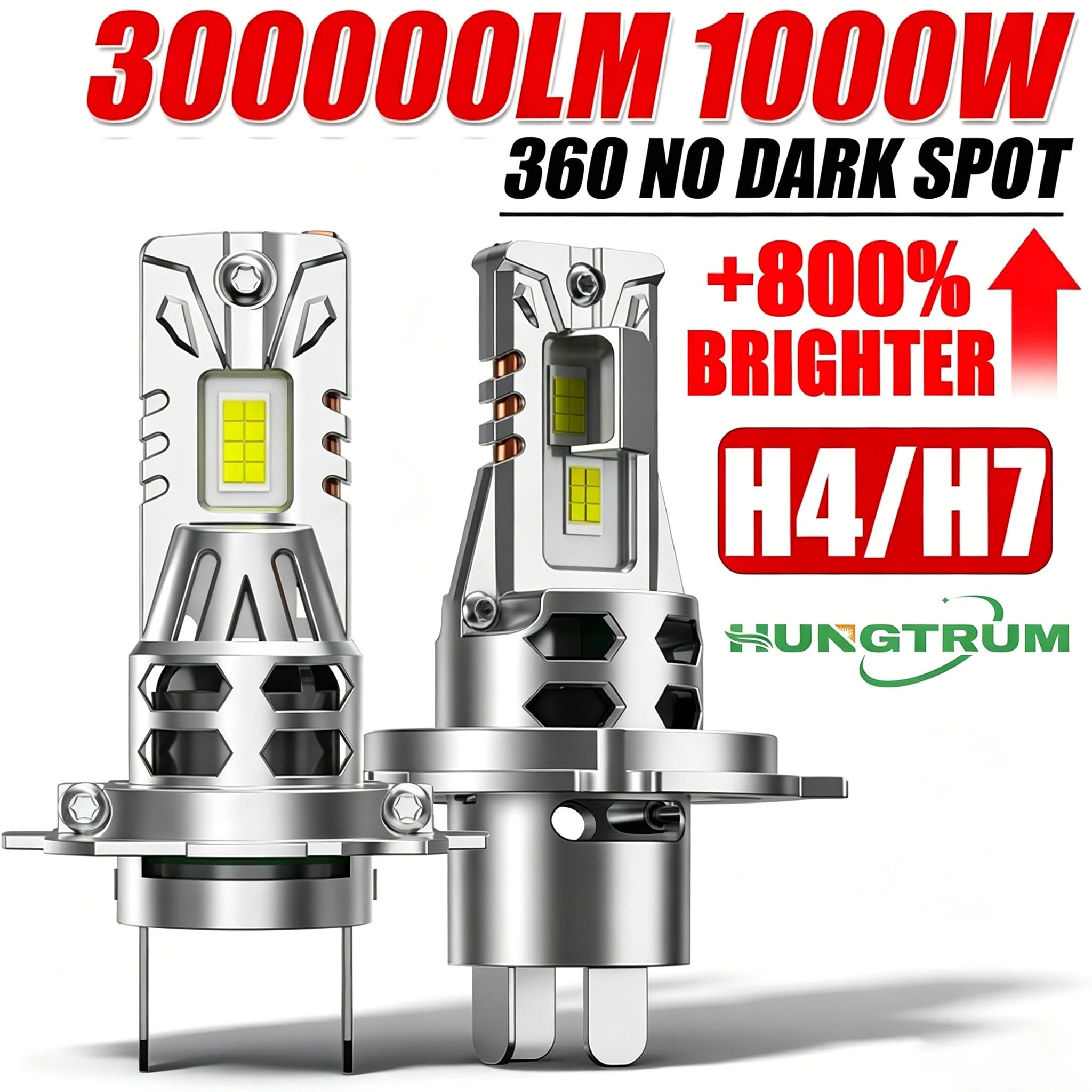 H7 H4 LED Headlights 1000W Canbus No Error LED Auto Fog Lamps CSP Chip High Low Beam Wireless 1:1 Size LED Bulbs Plug And Play