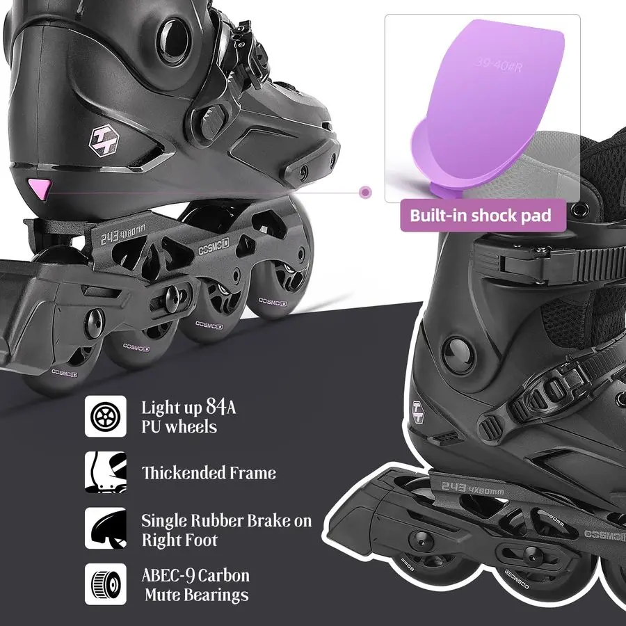 زلاجات مضمنة للنساء والرجال، شفرات تزلج دوارة للبالغين من الذكور والإناث، مقاس 513 شفرات زلاجات دوارة للياقة البدنية الاحترافية للجنسين #5