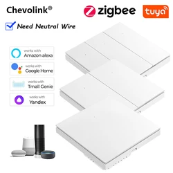 ZigBee Wall Touch Smart Light Switch 220V bisogno di filo neutro Smart Life/Tuya 1/2/3 Gang ZigBee Gateway compatibile Alexa Google