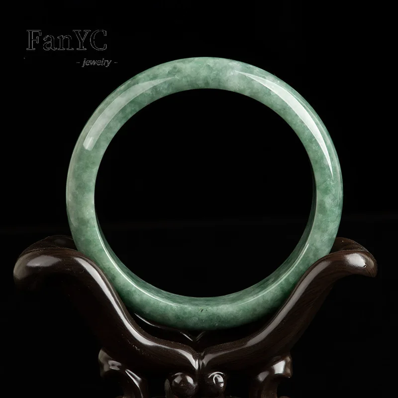 Myanmar A-goods Jadeite Bean Green Bracelet Hand-carved Exquisite Fashion Icy Jade Bracelet Ladies Gift