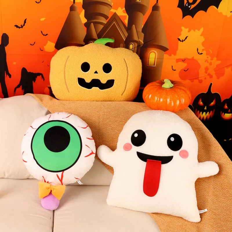 

2025 New Halloween Plush Toys Living Room Decoration Pumpkin Ghost Pillow Spoof Stuffed Doll Holiday Gift