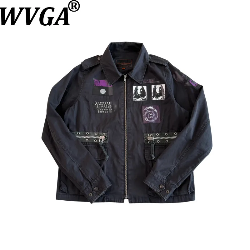 

Мужская демисезонная куртка WVGA: новая коллекция, трендовый дизайн, пэчворк, молния, стильный крой, повседневная, с отложным воротником, длинный рукав, модель W21535