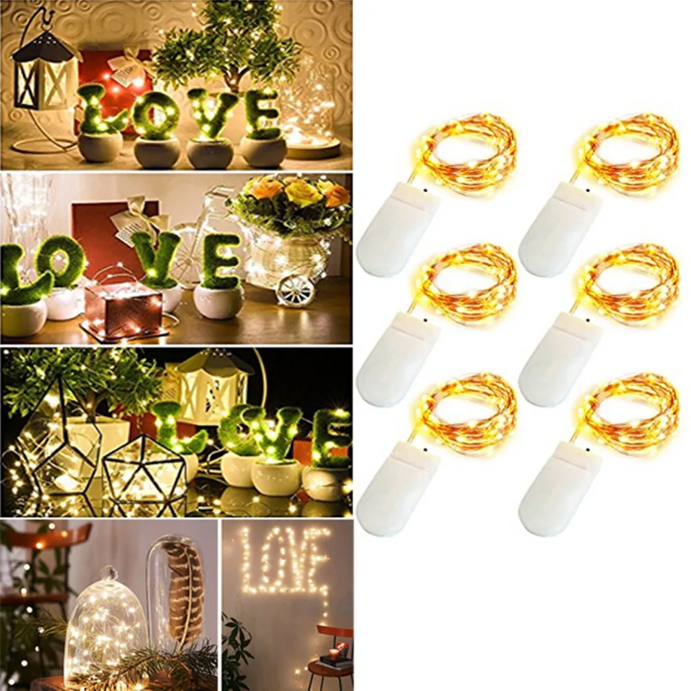 

1pcs Led String Lights 2M Powered Waterproof Copper Wire Fairy Lights For Party Garden Bedroom Porch Decoration Light
