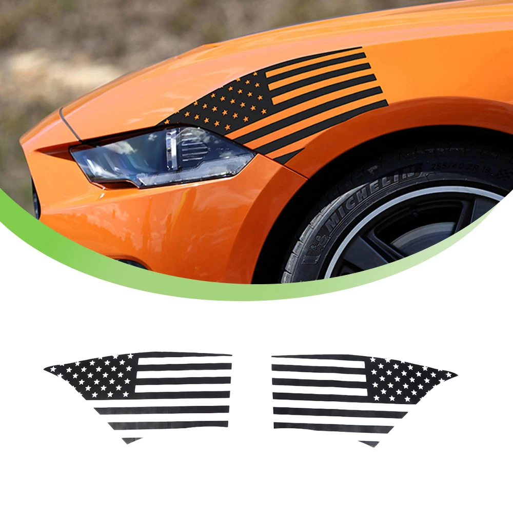 Front Rear Side Fender Decoration Cover Trim Sticker for Ford Mustang 2015-2019 2020 2021 2022 2023 Car Accessories PVC Black