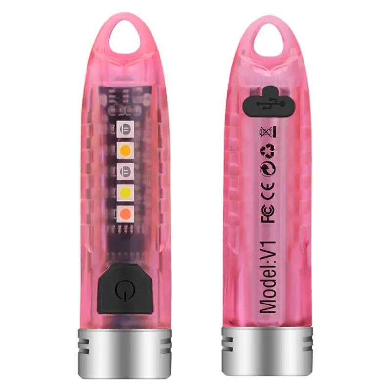 Mini Keychain Flashlight 12 Modes Rechargeable Waterproof Portable Edc Flash Light Keyring With Yellow Uv Light