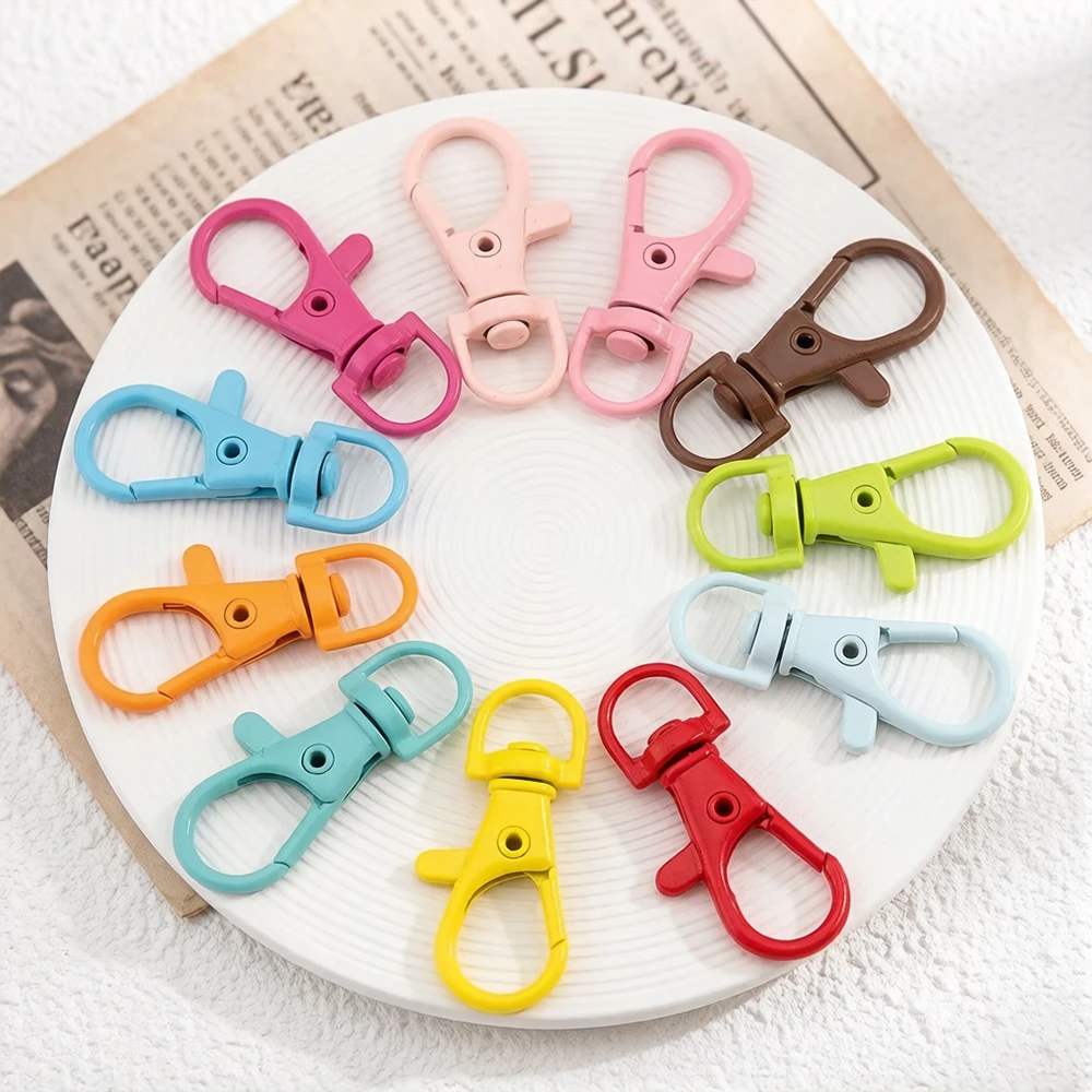 10pcs Colored Alloy Painted Fish Mouth Spring Clasps Lobster Claw Hook Connectors for Keychain DIY Jewelry Making Accessories