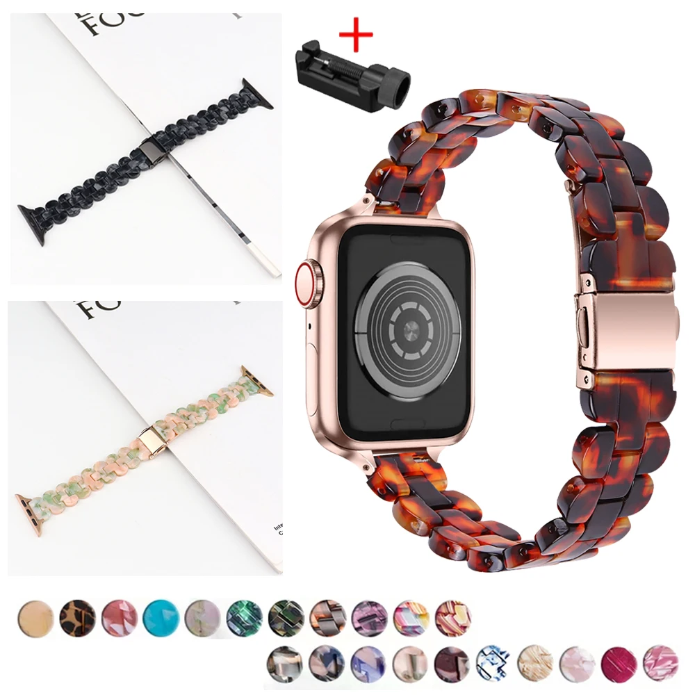 

Resin Strap for apple watch band 49mm 40mm 45mm 41mm 38mm 42mm bracelet correa iWatch series 4 5 6 se 7 8 Replacement Watchband