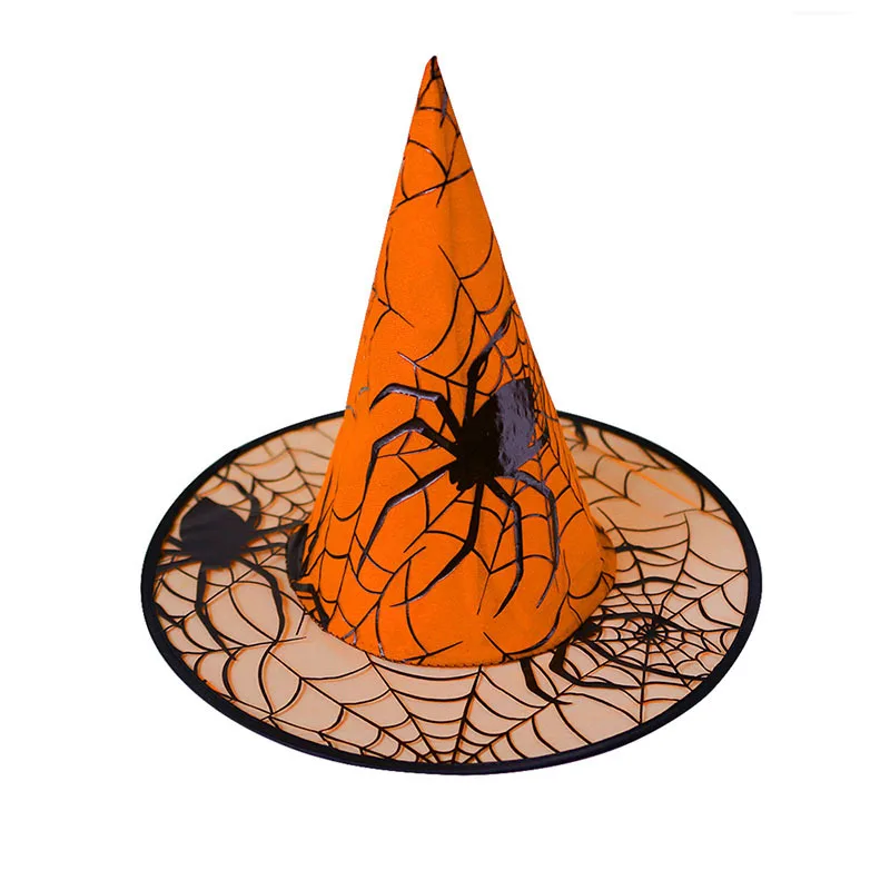 Witch Hat Halloween Hat Decoration Props for Adults Children Cosplay Witch Net Gauze Headwear Polyester Taff Witch Halloween