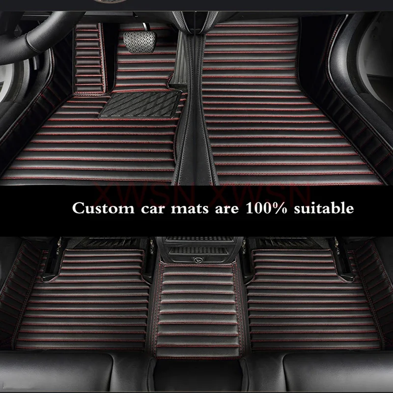 مخطط بولي Leather الجلود مخصصة 5D سيارة الكلمة حصيرة لفولفو S90 2018-2023 S80 2006-2007 V40 V60 2010-2018 الملحقات الداخلية