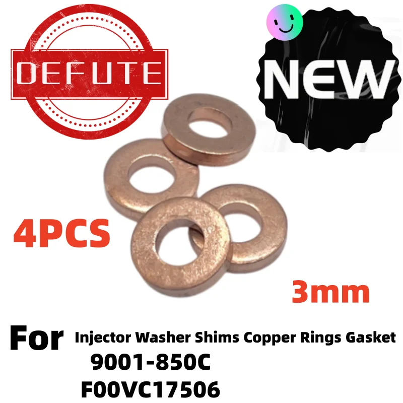 4PCS 9001-850C 7.1*15*3 3mm Injector Washer Shims Copper Rings Gasket 9001 850C 9001850C Thickness For D-elpi B-osh F00VC17506