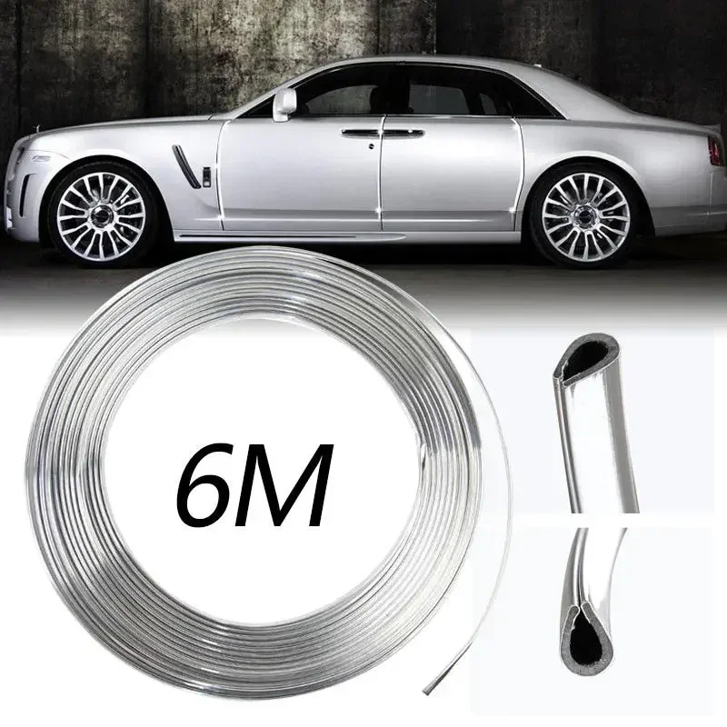 1 Roll 6M Car Styling Mouldings Door Moulding Strip Chrome Car Body Door Edge Moulding Trim Strip Scratch Guard Protector NEW NE