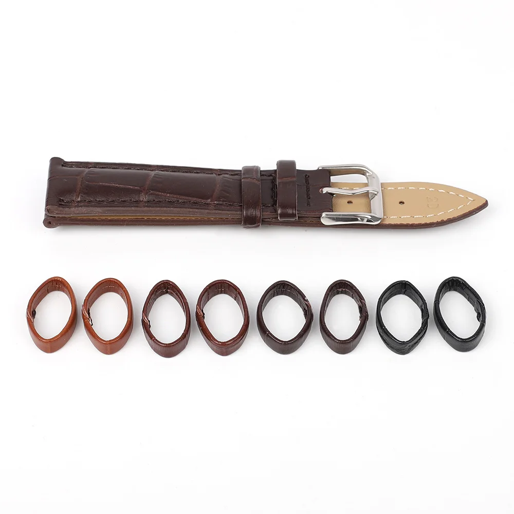 10pcs Genuine Leather Watch Band Ring DIY Men Belt Keeper Ring Hoop Loop Black Brown Watchband Holder Watch Accessories 14-26mm