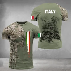 Camo Italy Flag T-shirt For Men Italian 3d Printed T Shirt Classic Short Sleeve Tee Shirt Oversized Sports Camouflage Tops