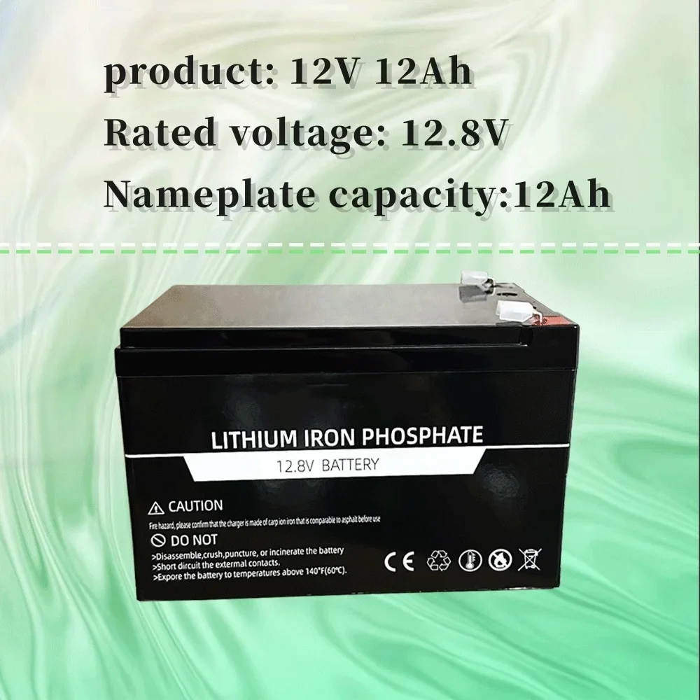 12V 12Ah LiFePO Rechargeable Battery Pack for Children's Toy Car, Solar Street Lights Andother Small Equipment Power Supply Tool