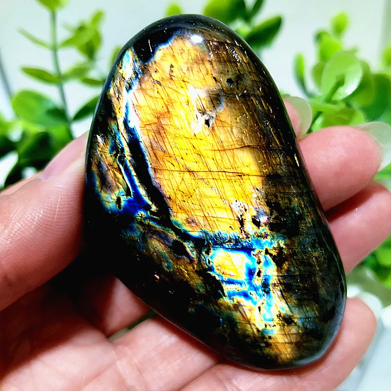 Pierre naturelle violet bleuâtre clair, labradorite, palmiste, chakra, guérison spirituelle, méditation, Feng Shui, cristal, décoration intérieure