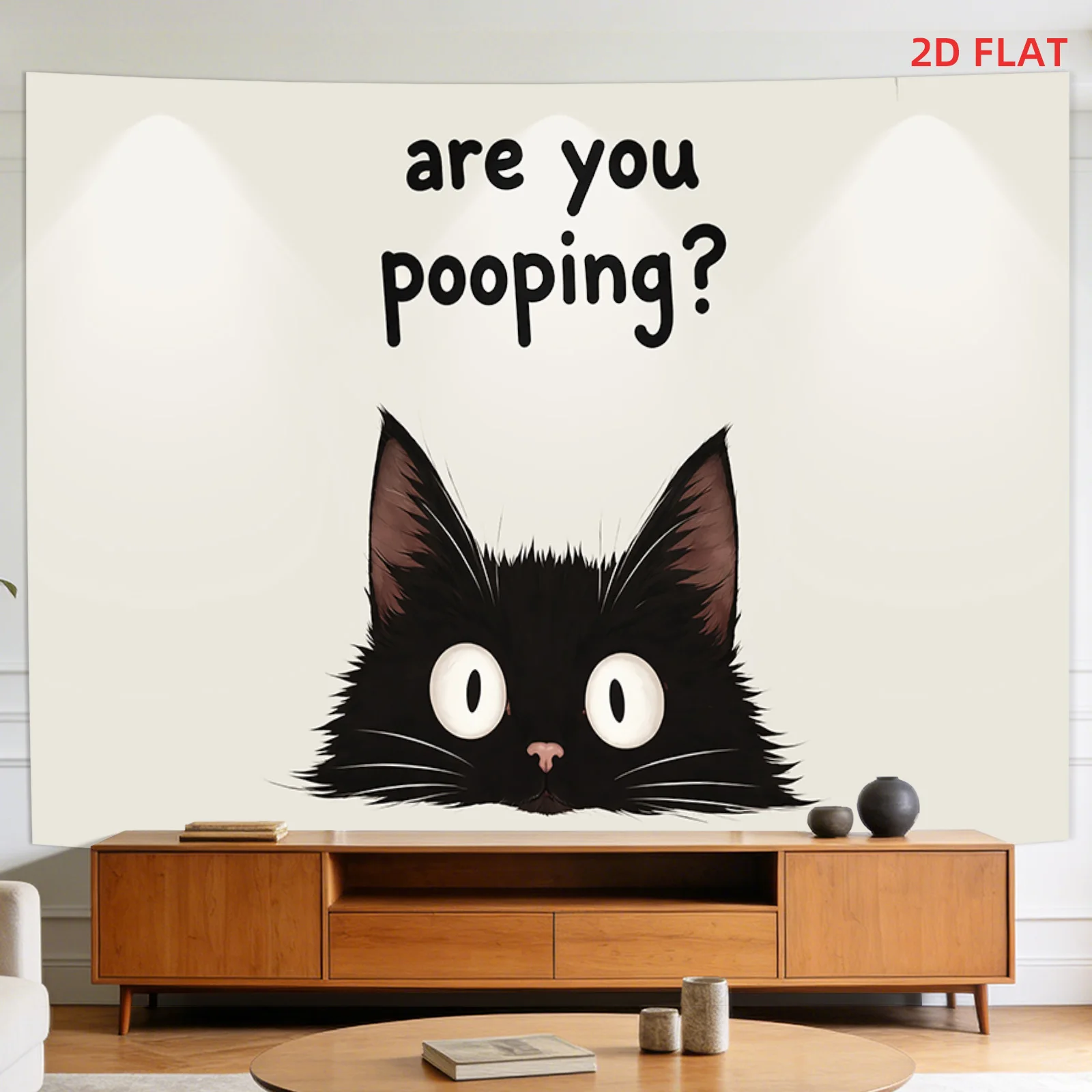 Funny Black Cat Wall Tapestry Are You Pooping Quote Art Poster Bathroom Decor Living Room Meme Canvas Print Digital Download Gif