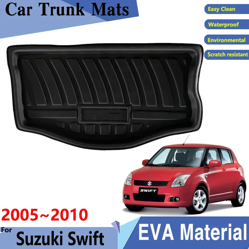 Car Trunk Mat For Suzuki Swift 2005 ~ 2010 RS Easy Clean Auto Rear Trunk Mats Waterproof Protective Storage Pads Car Accessories